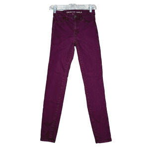 American Eagle Jeans Womens 00 Purple Skinny Super Stretch Casual Basic Everyday
